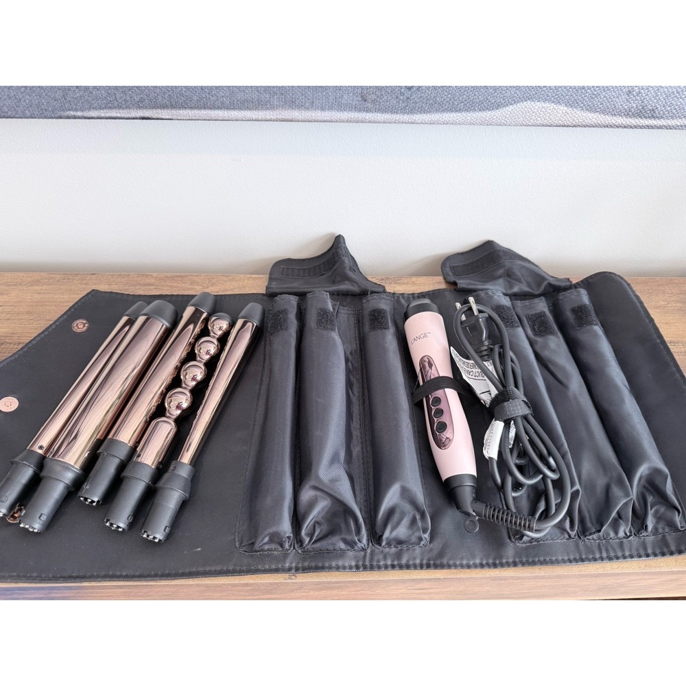 LANGE L'ange Professional 5 in 1 Hair Curling Wand Set in Travel Case Pink